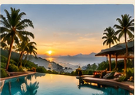 Resort pool at sunset