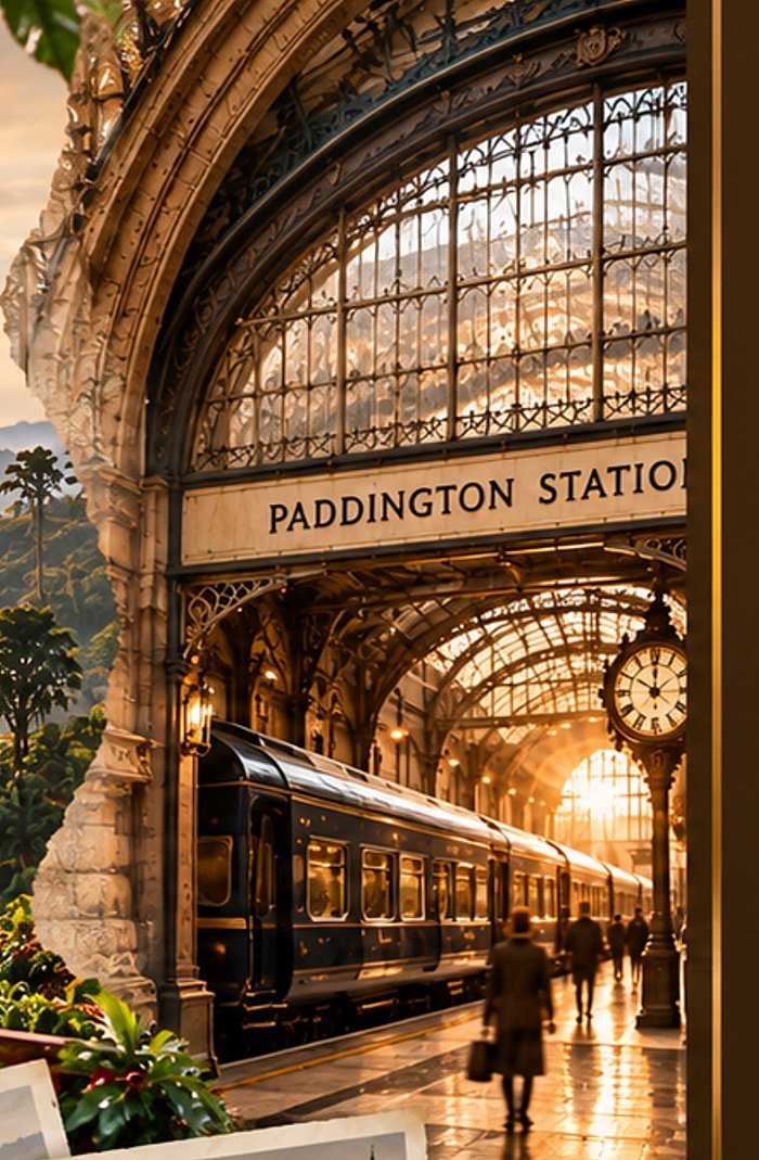 Paddington Station platform at golden hour